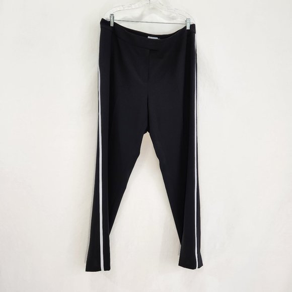 TAHARY by Arthur S. Levine Black Contrast White Stripe Pants Size 16W LIKE NEW! - Picture 1 of 16